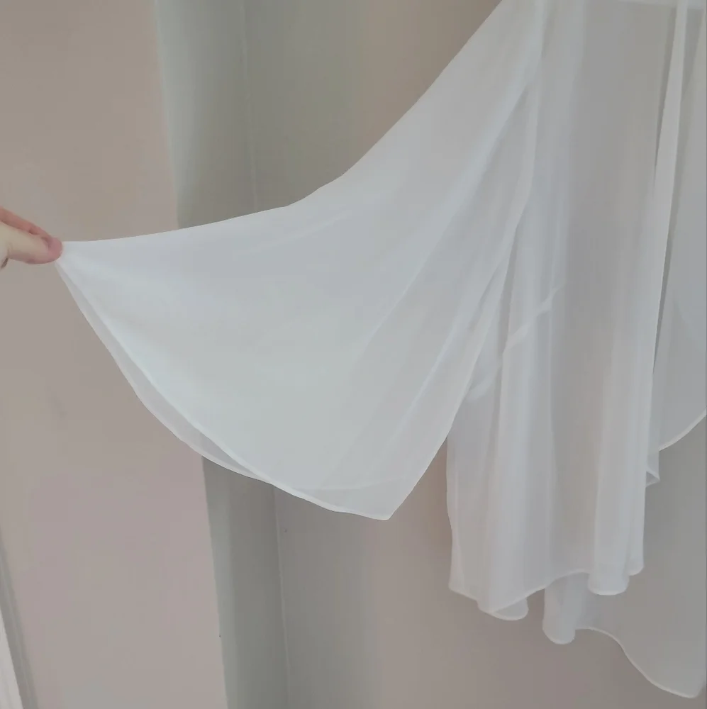 NWT Ivory White Chiffon Sheer Bolero Jacket Cover Up - Picture 3 of 7